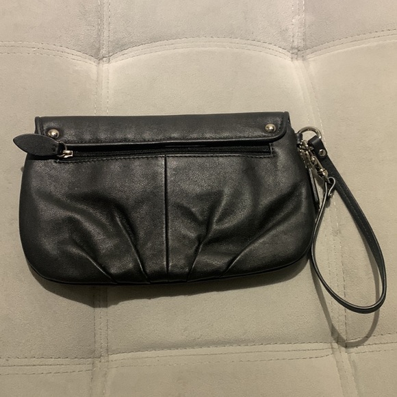Black Leather Coach Wristlet - Picture 2 of 4